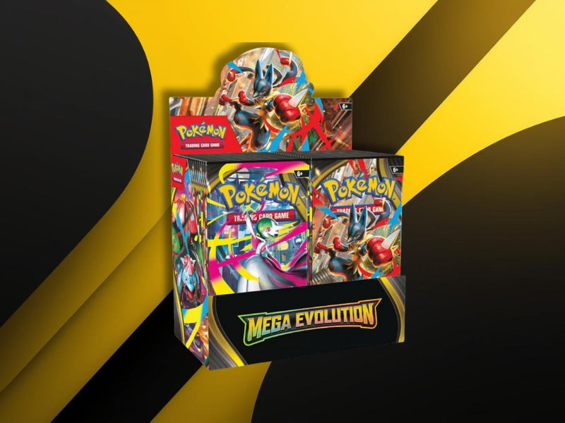 Foto de una Booster Box de Megaevoluciones de Pokemon