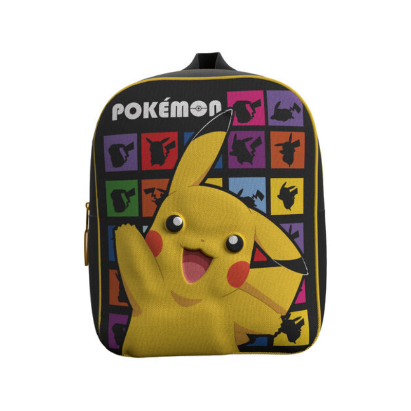 MOCHILA 3D POKEMON 30CM NEGRA